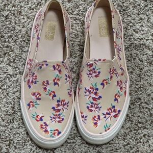 Keds Women's Floral Canvas Sneakers - Cream and Purple